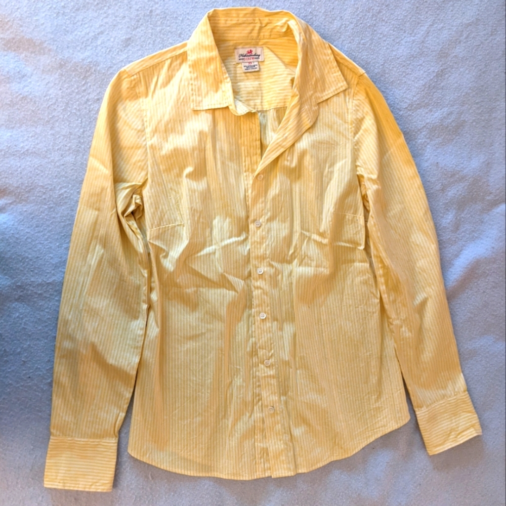 J. Crew Yellow And White Striped Button Down Shirt